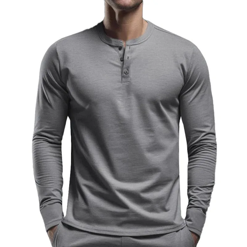 Men's Casual Henley Neck Cotton Blend Long Sleeve T-Shirt 60936919M sold by Manly product image thumbnail 3
