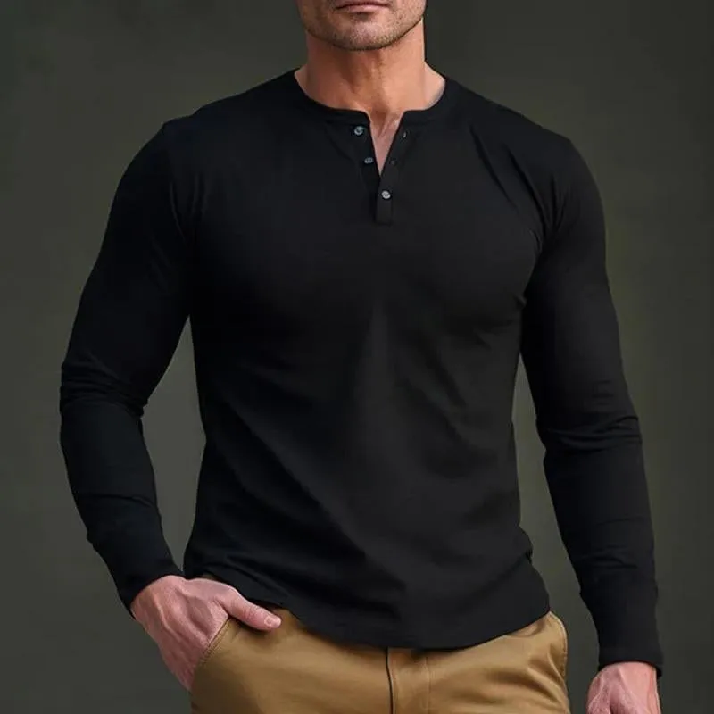 Men's Casual Henley Neck Cotton Blend Long Sleeve T-Shirt 60936919M sold by Manly product image thumbnail 4