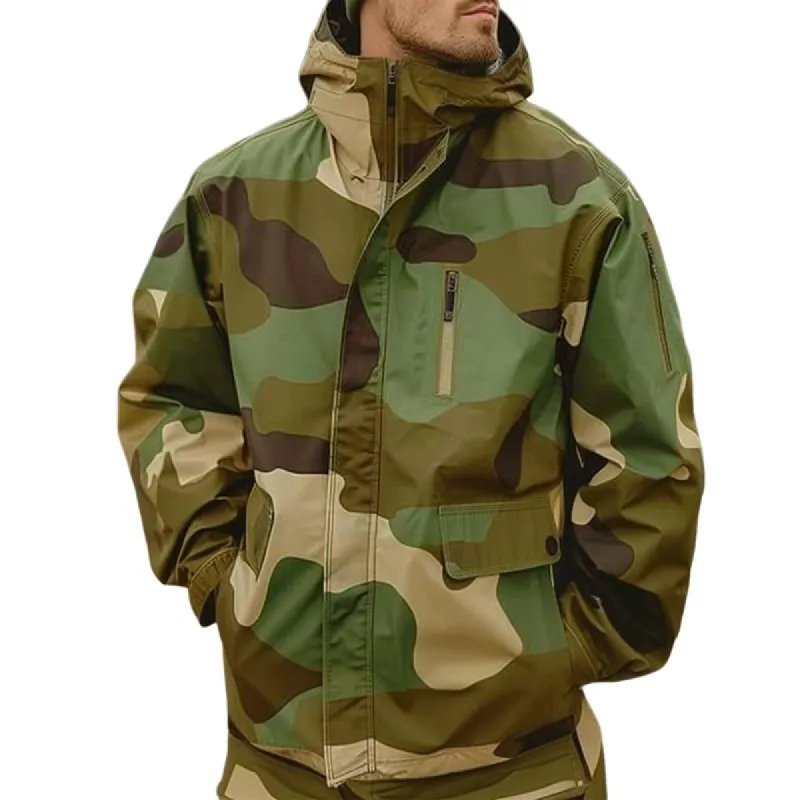 Men's Casual Camouflage Multi-Pocket Hooded Jacket 59775243TO sold by Manly