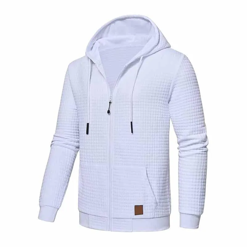Men's Casual Waffle Hooded Long Sleeve Zipper Jacket 45184006M sold by Manly product image thumbnail 4