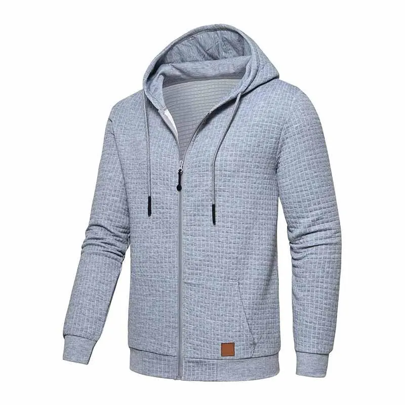 Men's Casual Waffle Hooded Long Sleeve Zipper Jacket 45184006M sold by Manly