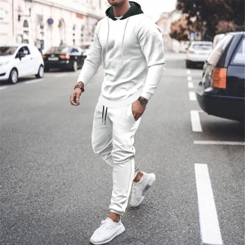 Men's Casual Sports Solid Color Long Sleeve Hoodie Sweatpants Set 36863000M sold by Manly product image thumbnail 4