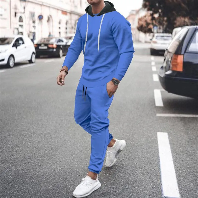 Men's Casual Sports Solid Color Long Sleeve Hoodie Sweatpants Set 36863000M sold by Manly product image thumbnail 3