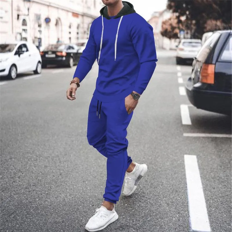Men's Casual Sports Solid Color Long Sleeve Hoodie Sweatpants Set 36863000M sold by Manly product image thumbnail 2