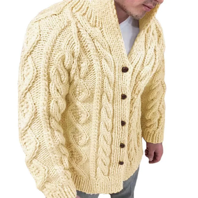 Men's Casual Stand Collar Cable Jacquard Sweater Cardigan 64238584M sold by Manly product image thumbnail 2