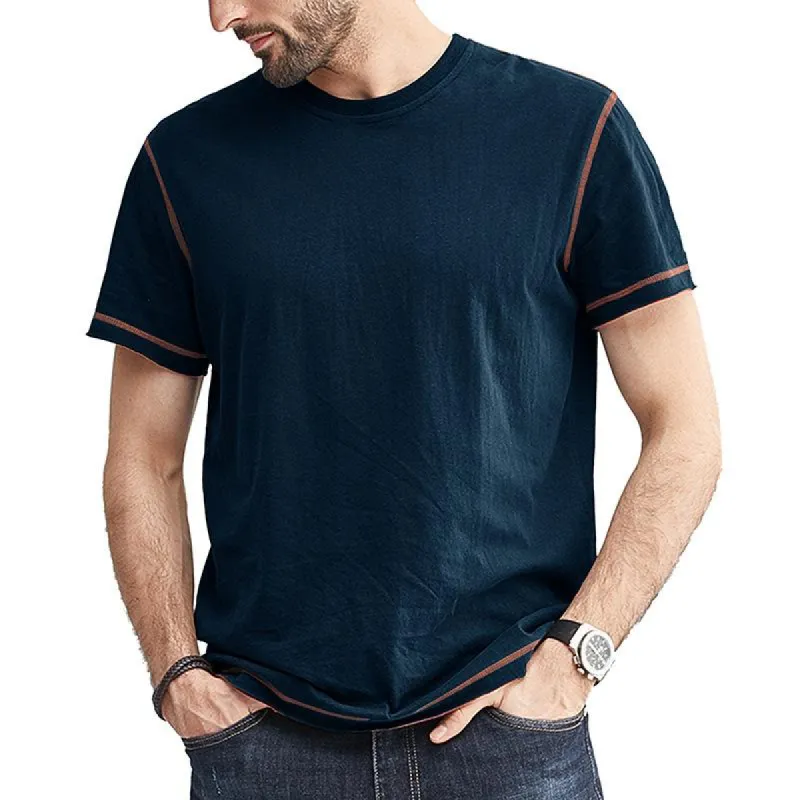 Men's Retro Casual Solid Color Short Sleeve T-Shirt 77388672TO sold by Manly