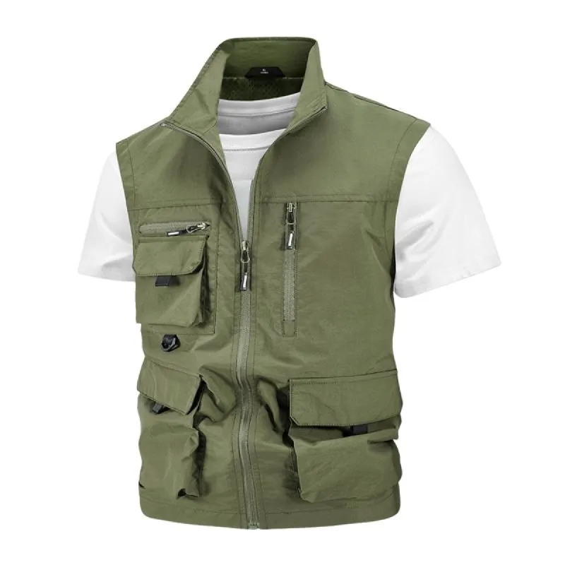 Men's Casual Outdoor Quick-drying Stand Collar Multi-pocket Vest (T-Shirt Excluded) 28472194M sold by Manly