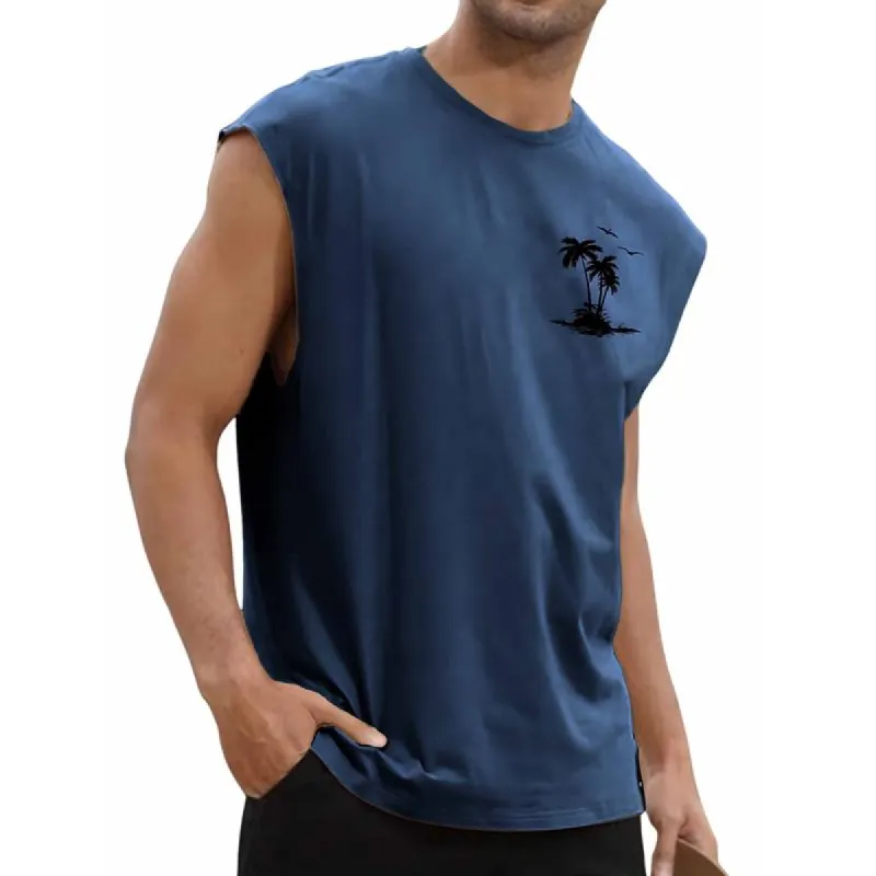 Men's Hawaiian Print Crew Neck Tank Top 36451036X sold by Manly