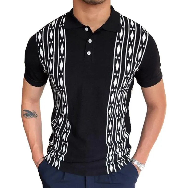 Men's Short Sleeve Jacquard Knit Polo Shirt 92653717X sold by Manly