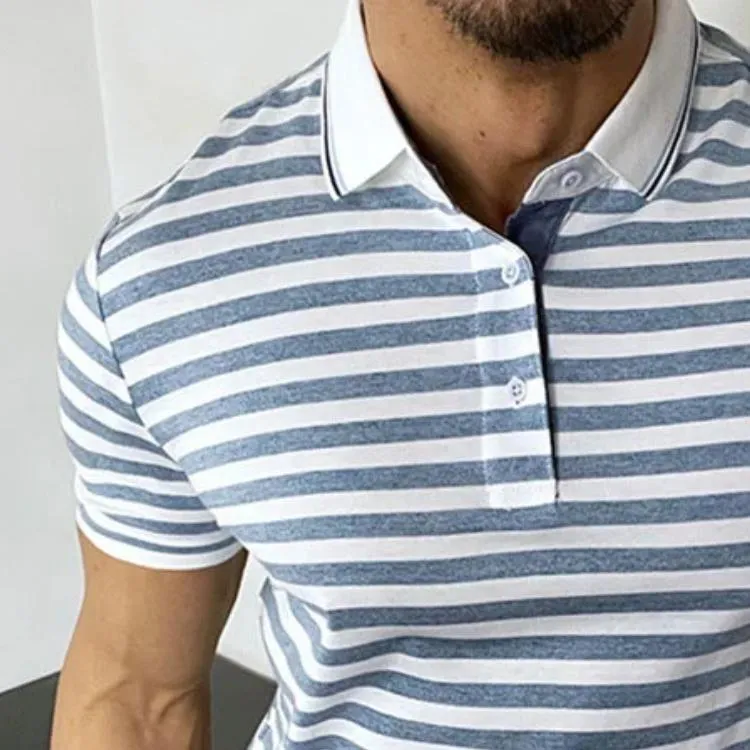 Men's Casual Retro Striped Print Polo Shirt 22453778TO sold by Manly product image thumbnail 3