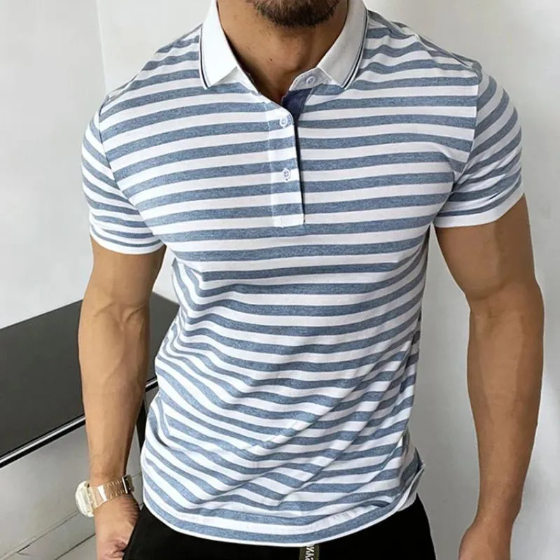 Men's Casual Retro Striped Print Polo Shirt 22453778TO sold by Manly product image thumbnail 2