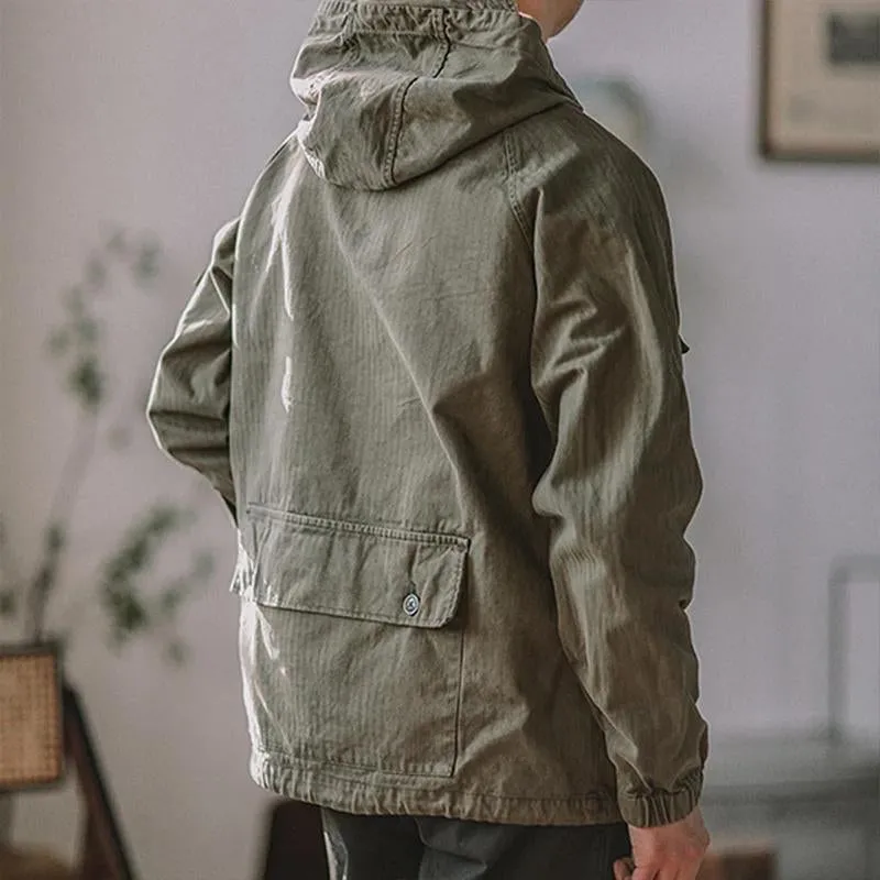 Men's Solid Color Multi-Pocket Cargo Outdoor Hoodie 64413872X sold by Manly product image thumbnail 2