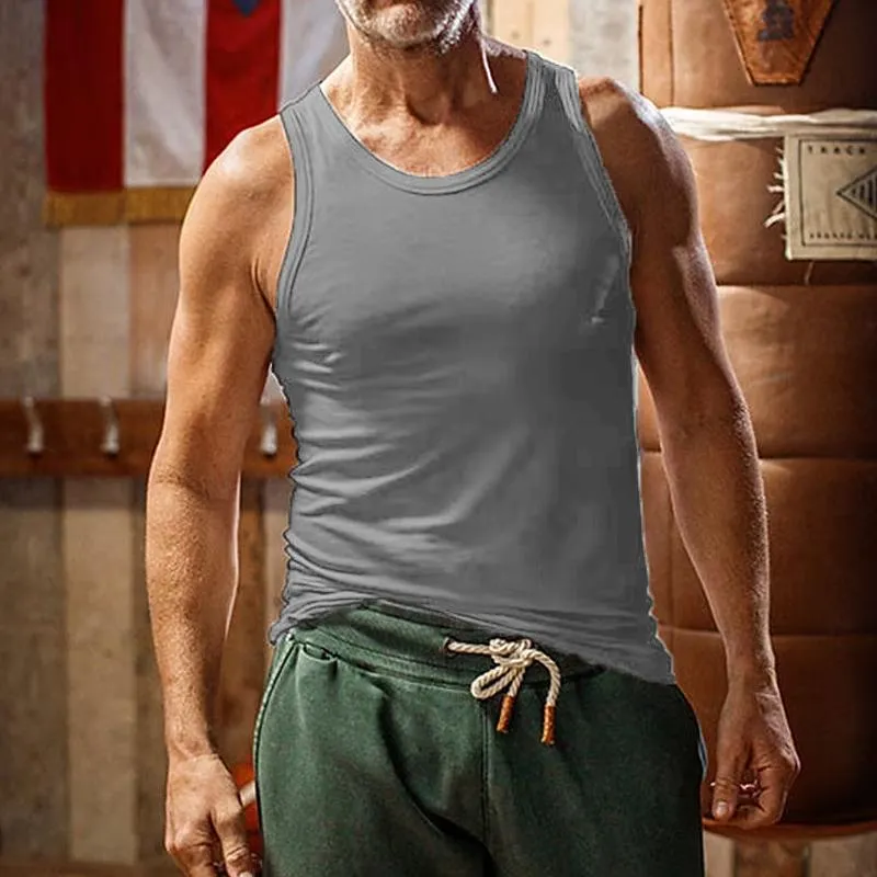 Men's Casual Sports Solid Color Crew Neck Tank Top 10041262Y sold by Manly product image thumbnail 5