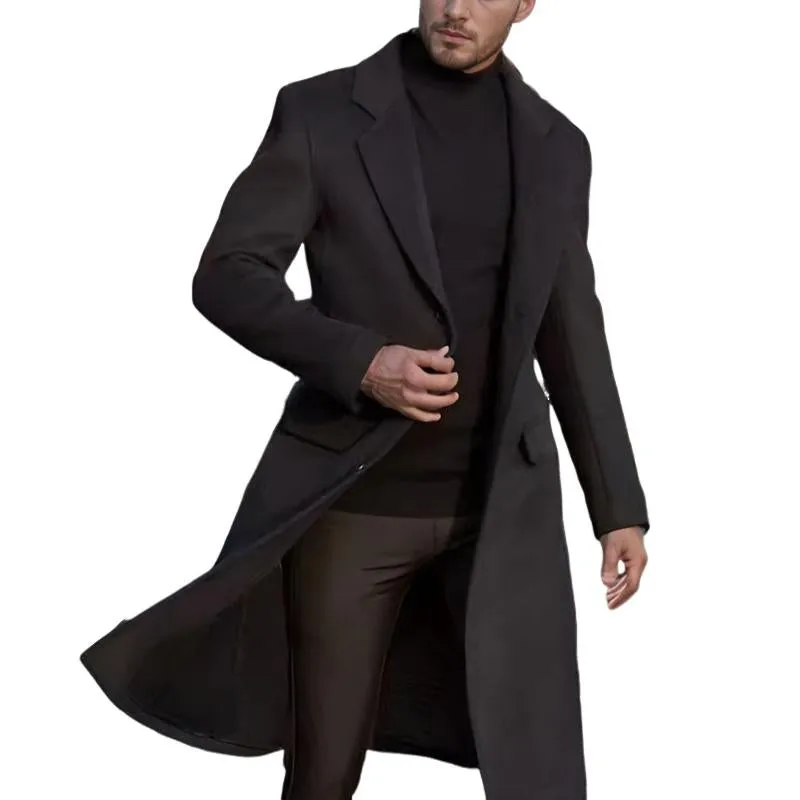 Men's Casual Lapel Solid Color Long Coat 55331012X sold by Manly product image thumbnail 2