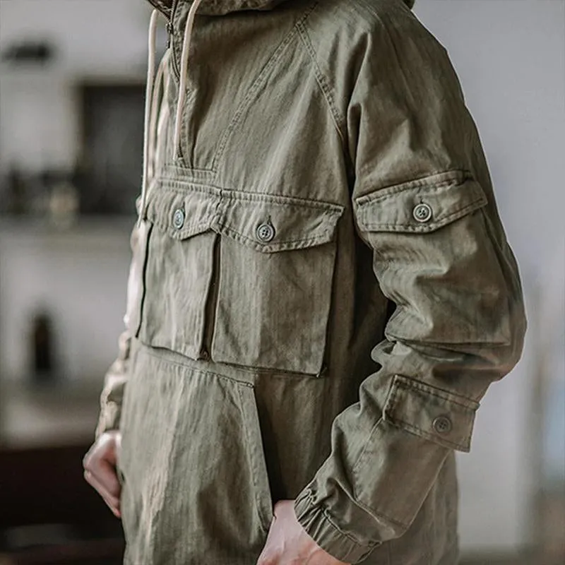 Men's Solid Color Multi-Pocket Cargo Outdoor Hoodie 64413872X sold by Manly product image thumbnail 4