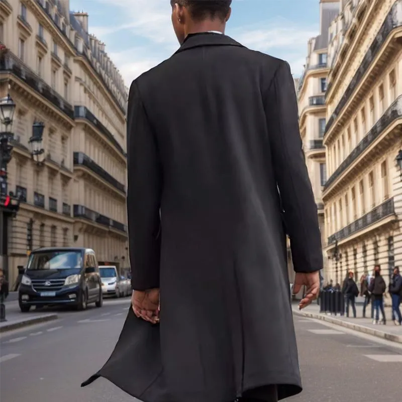 Men's Casual Lapel Solid Color Long Coat 55331012X sold by Manly product image thumbnail 4