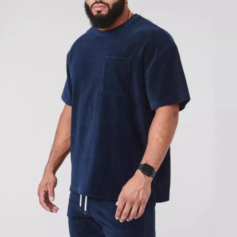 Men's Solid Color Striped Round Neck Short Sleeve T-Shirt 40716151Y sold by Manly product image thumbnail 2