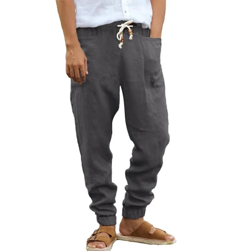 Men's Solid Color Drawstring Large Pocket Straight Pants 38516682Y sold by Manly