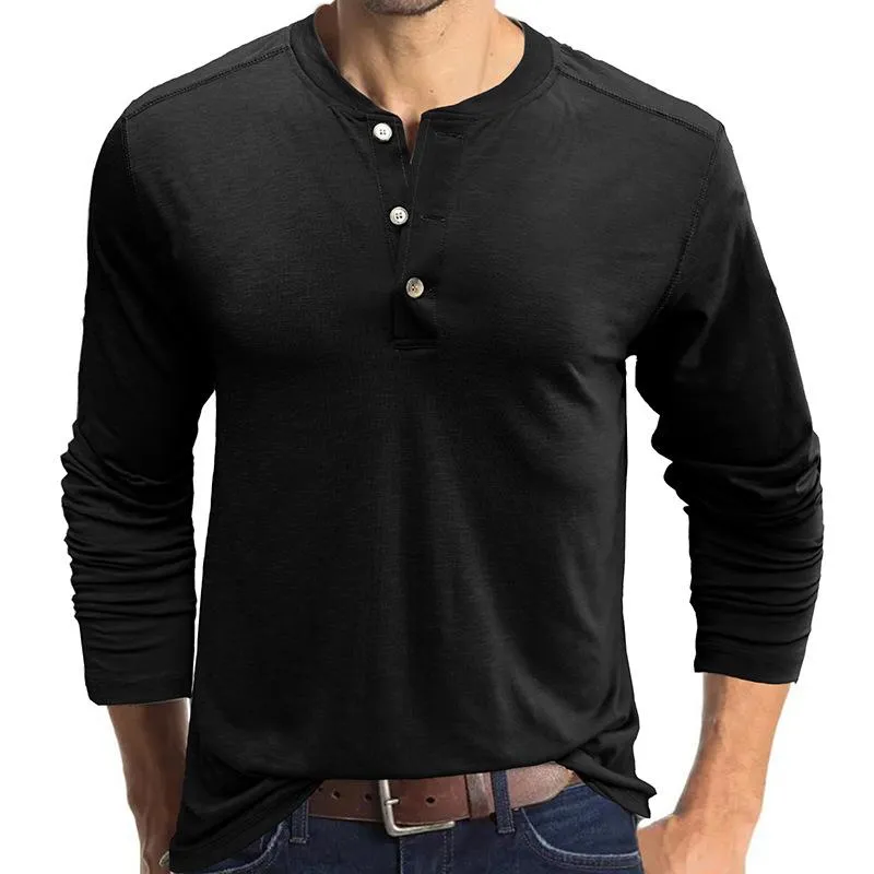 Men's Casual Solid Color Henley Collar Long Sleeve T-Shirt 75076010Y sold by Manly product image thumbnail 3