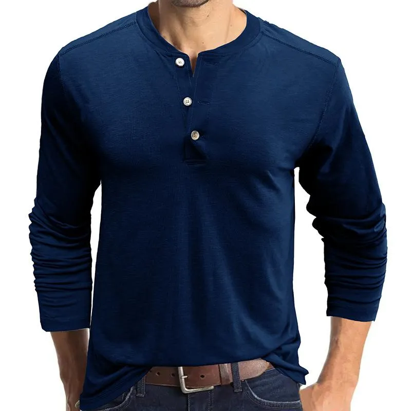 Men's Casual Solid Color Henley Collar Long Sleeve T-Shirt 75076010Y sold by Manly product image thumbnail 5