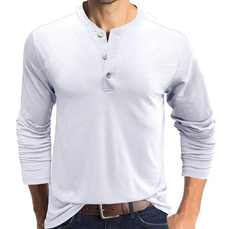 Men's Casual Solid Color Henley Collar Long Sleeve T-Shirt 75076010Y sold by Manly product image thumbnail 4
