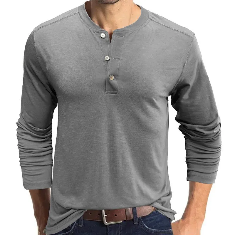 Men's Casual Solid Color Henley Collar Long Sleeve T-Shirt 75076010Y sold by Manly product image thumbnail 2