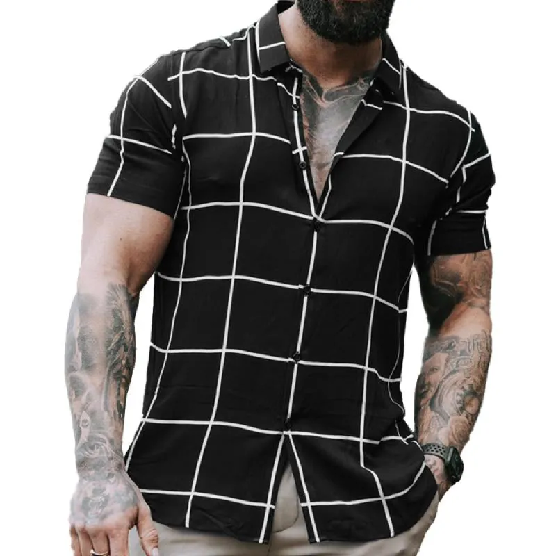 Men's Lapel Printed Slim Shirt 63097428X sold by Manly