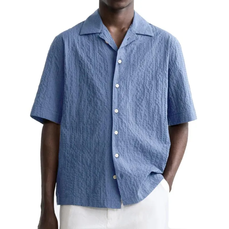 Men's Solid Color Cuban Collar Short Sleeve Shirt 11547824Y sold by Manly product image thumbnail 4