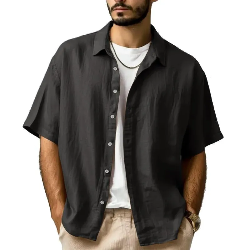 Men's Solid Color Casual Short-sleeved Shirt 14147305X sold by Manly product image thumbnail 3