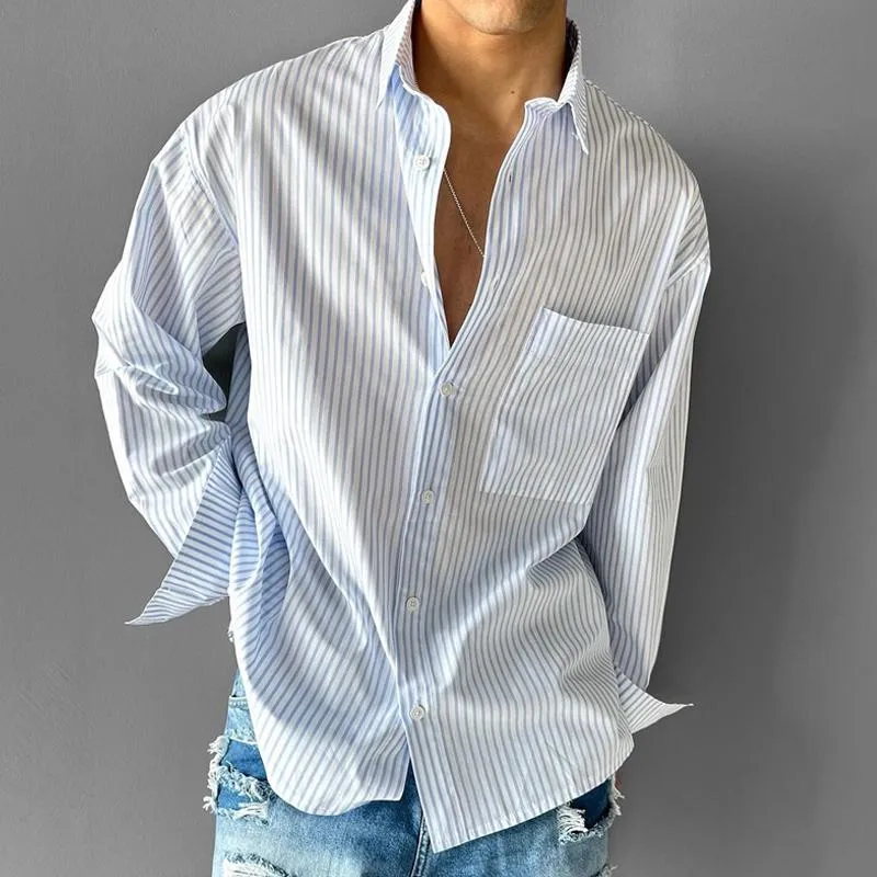 Men's Striped Long Sleeve Loose Casual Shirt 09599895Z sold by Manly product image thumbnail 2