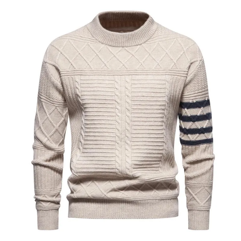 Men's Round Neck Pullover Solid Color Cable Sweater 45898708X sold by Manly product image thumbnail 2
