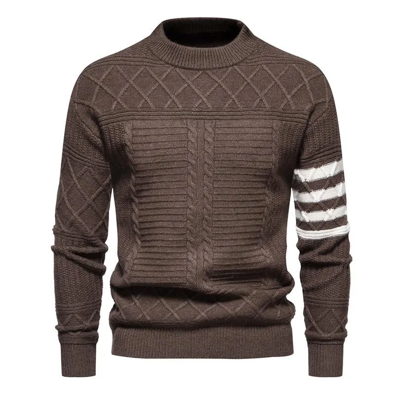 Men's Round Neck Pullover Solid Color Cable Sweater 45898708X sold by Manly