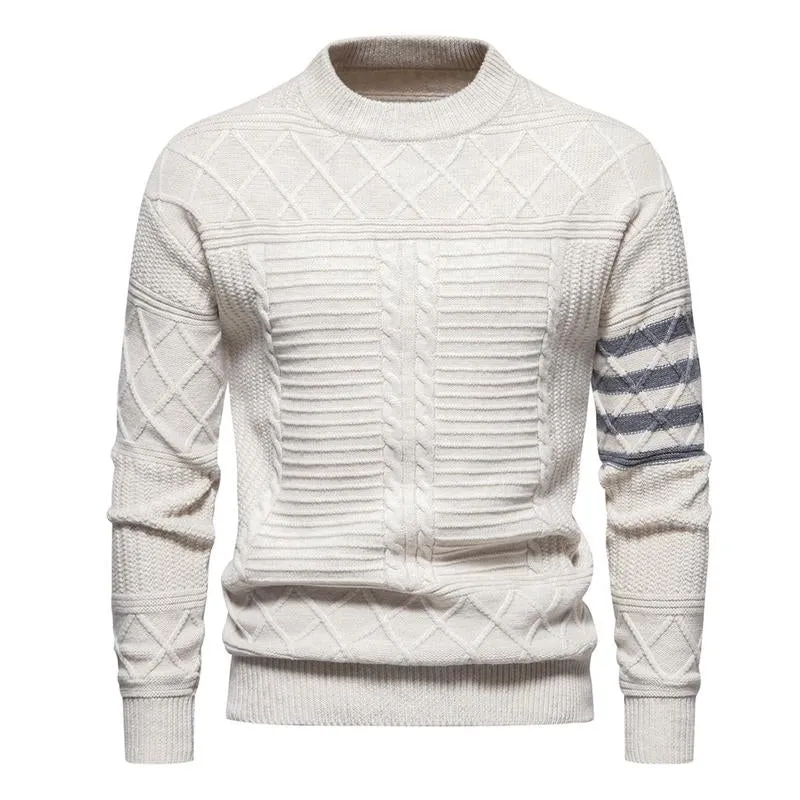 Men's Round Neck Pullover Solid Color Cable Sweater 45898708X sold by Manly product image thumbnail 3