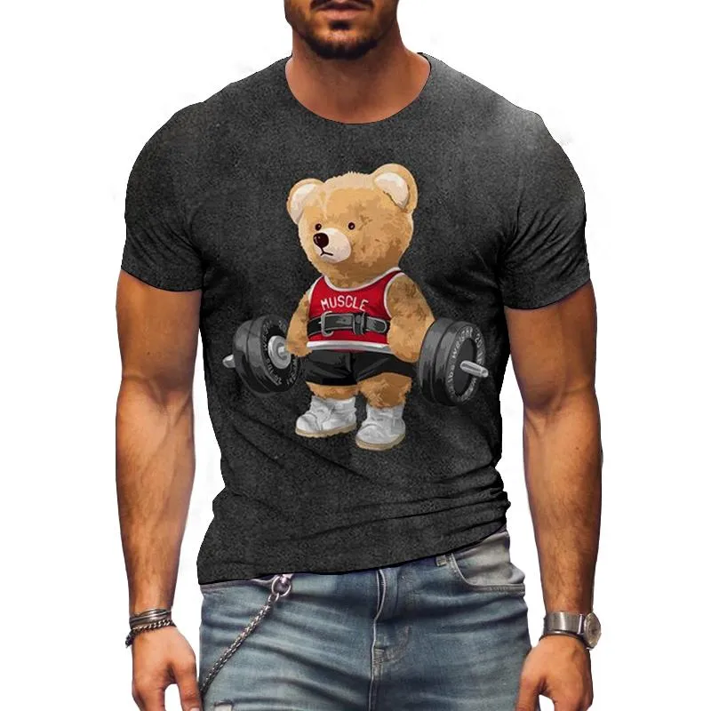 Men's Casual MUSCLE Teddy Bear Short Sleeve T-Shirt 06861809TO sold by Manly