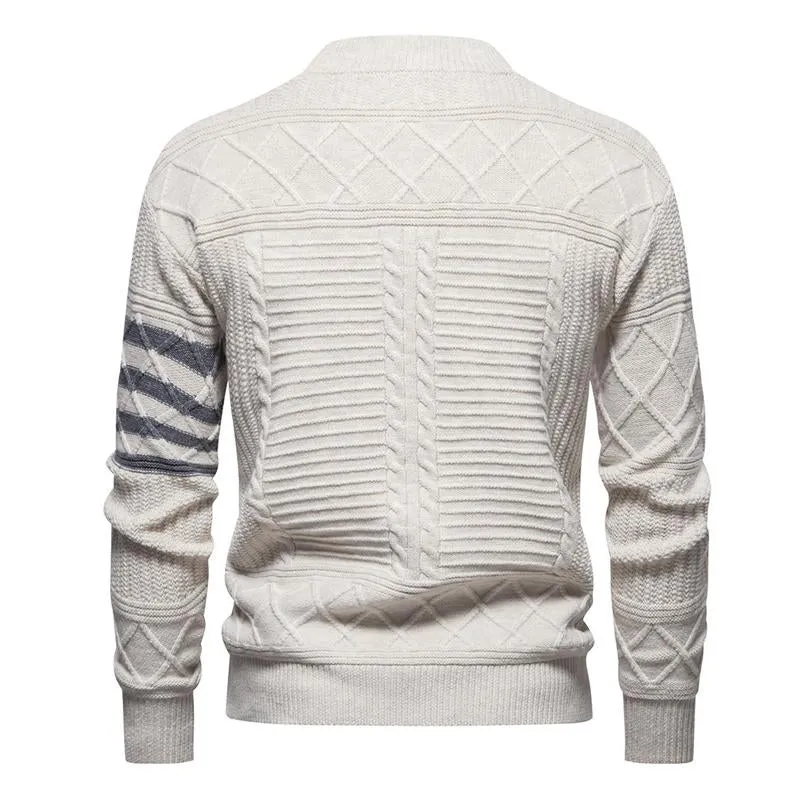 Men's Round Neck Pullover Solid Color Cable Sweater 45898708X sold by Manly product image thumbnail 4