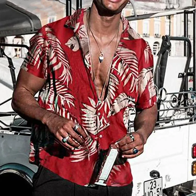 Men's Casual Hawaiian Style Printed Lapel Short Sleeve Shirt 44891669Y sold by Manly product image thumbnail 2