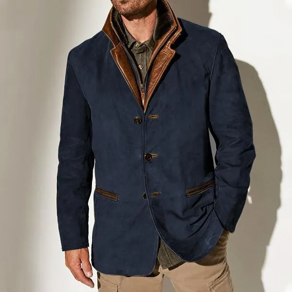 Men's Retro Casual Stitching Contrast Color Lapel Jacket 38532965TO sold by Manly product image thumbnail 5