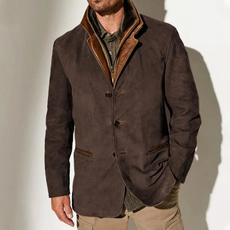 Men's Retro Casual Stitching Contrast Color Lapel Jacket 38532965TO sold by Manly product image thumbnail 4
