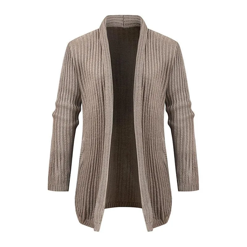 Men's Casual Solid Color Collarless Loose Long Sleeve Knitted Cardigan 66269596M sold by Manly product image thumbnail 5