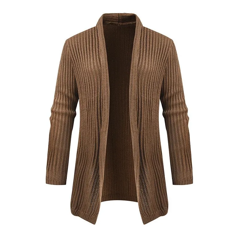 Men's Casual Solid Color Collarless Loose Long Sleeve Knitted Cardigan 66269596M sold by Manly product image thumbnail 4