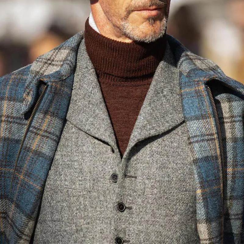 Men's Vintage Plaid Lapel Zipper Jacket 07874162M sold by Manly product image thumbnail 5