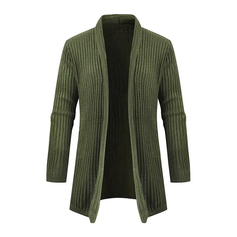 Men's Casual Solid Color Collarless Loose Long Sleeve Knitted Cardigan 66269596M sold by Manly product image thumbnail 3