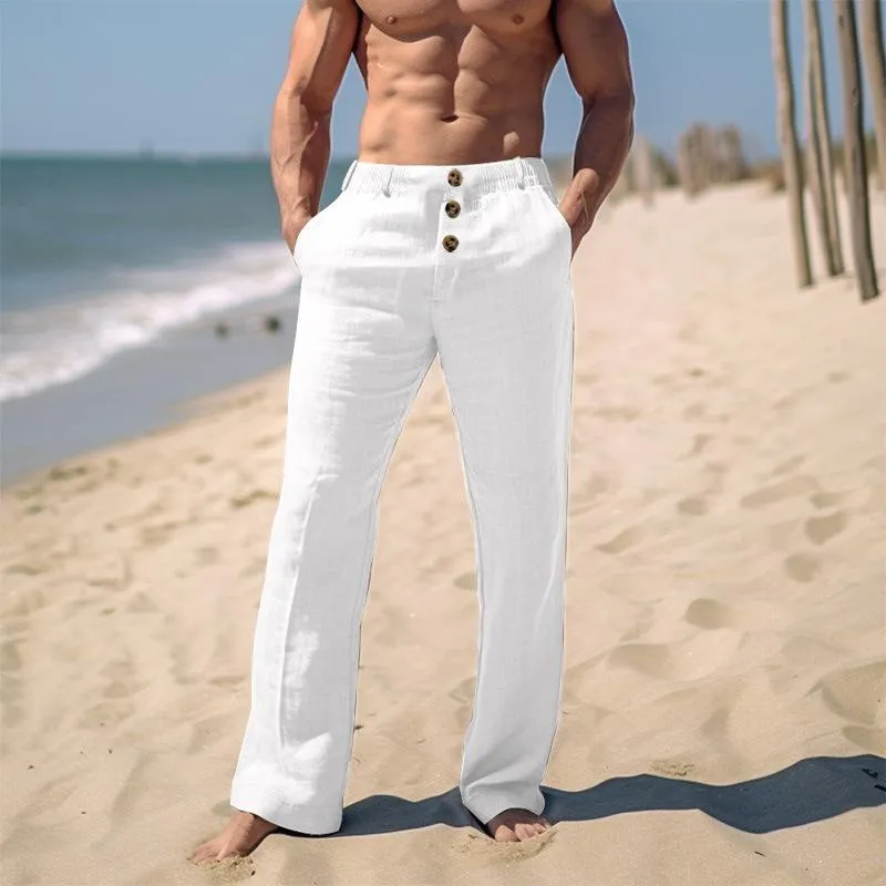 Men's Solid Loose Three Buttons Waist Casual Pants 43411603Z sold by Manly product image thumbnail 3