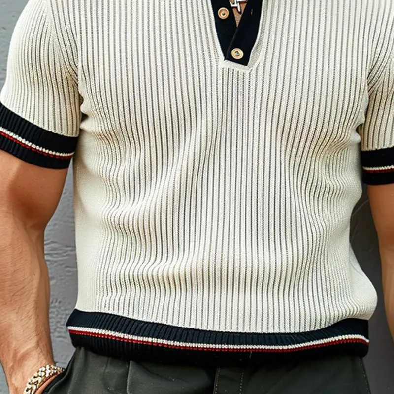 Men's Contrast Color Short-sleeved Casual Knitted POLO Shirt 67535684X sold by Manly product image thumbnail 3