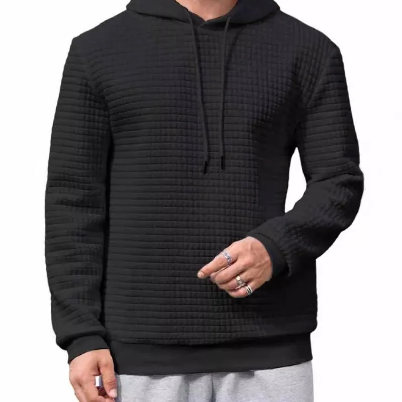 Men's Casual 3D Plaid Jacquard Loose Long-Sleeved Hoodie 00427778M sold by Manly product image thumbnail 2