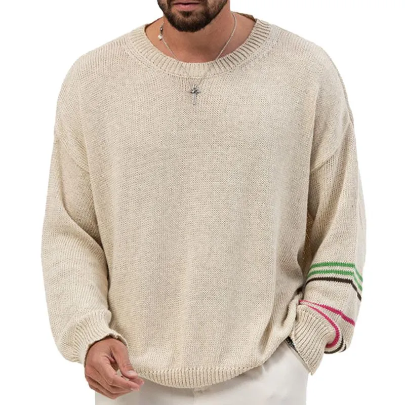 Men's Casual Thin Round Neck Long Sleeve Loose Knitted Sweater 43311042M sold by Manly