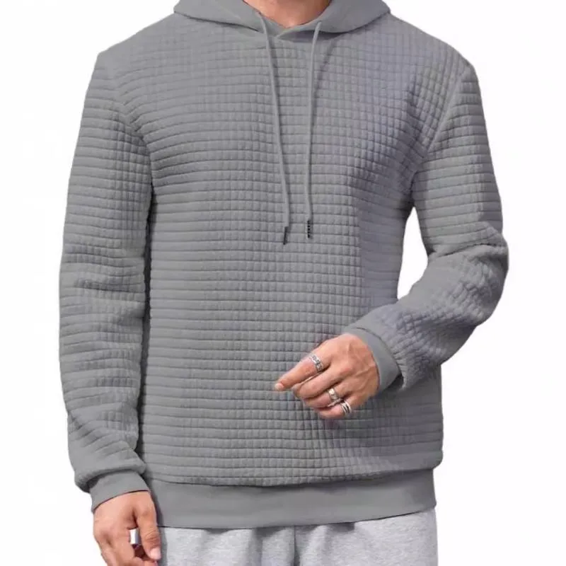 Men's Casual 3D Plaid Jacquard Loose Long-Sleeved Hoodie 00427778M sold by Manly