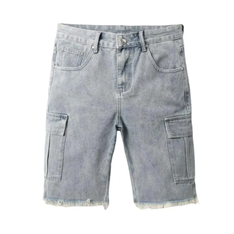 Men's Multi-Pocket Denim Cargo Shorts 77588698Y sold by Manly