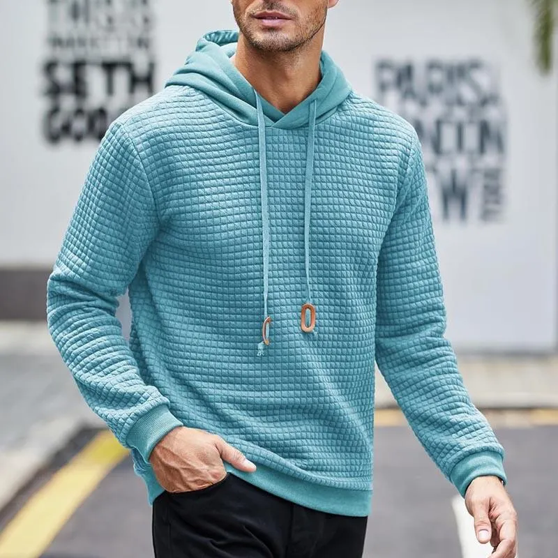 Men's Solid Color Textured Long Sleeve Casual Hoodie 18600396Z sold by Manly product image thumbnail 4