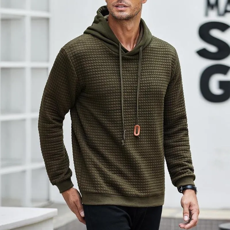 Men's Solid Color Textured Long Sleeve Casual Hoodie 18600396Z sold by Manly product image thumbnail 3